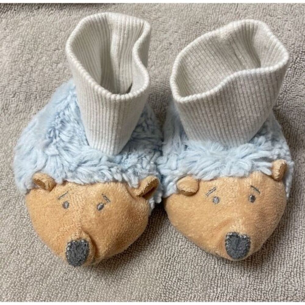 Hedgehog Baby Slippers Light Blue Adorable‎